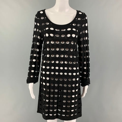SURFACE TO AIR Size S Black Merino Wool Cut Out Long Sleeve Dress