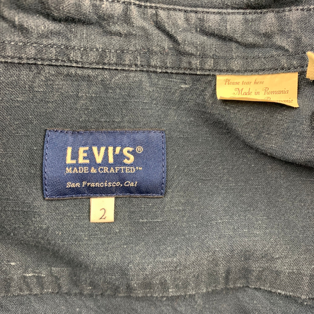 LEVI'S MADE &amp; CRAFTED Camisa de manga larga de algodón con bordado azul marino Talla M