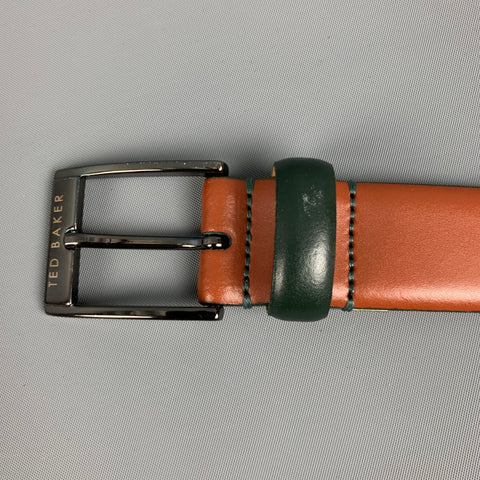 TED BAKER Talla 34 Cinturón de cuero marrón verde