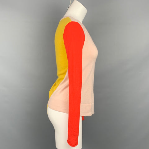 STELLA McCARTNEY Taille 2 Pull en cachemire color block orange et jaune