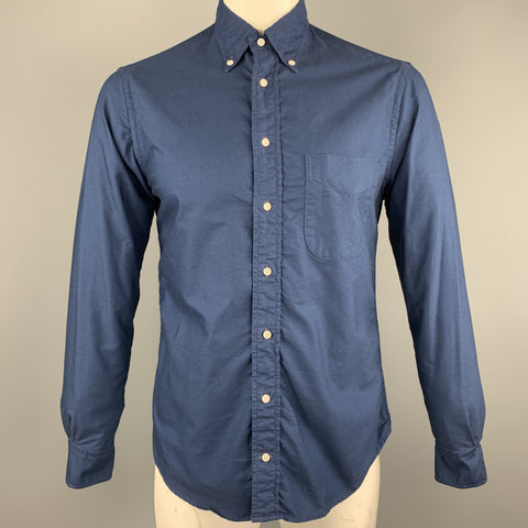 GITMAN VINTAGE Talla M Camisa de manga larga con botones de algodón azul marino