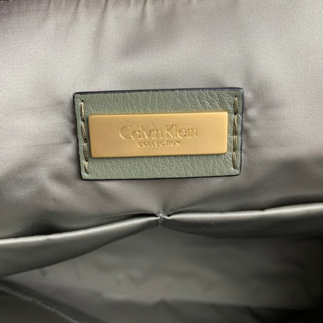 CALVIN KLEIN COLLECTION Olive Leather Rectangle Cross Body Bag