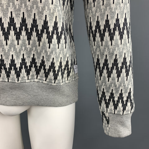 PAUL SMITH JEANS Size S Zig Zag Grey Cotton Crew-Neck Pullover Sweater