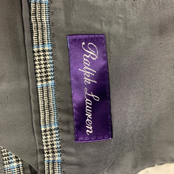 RALPH LAUREN Purple Label 38 Short Gray Glenplaid Wool Cashmere Suit