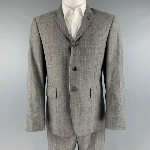 THOM BROWNE Taille 40 Costume à revers cranté en laine Glenplaid noir blanc