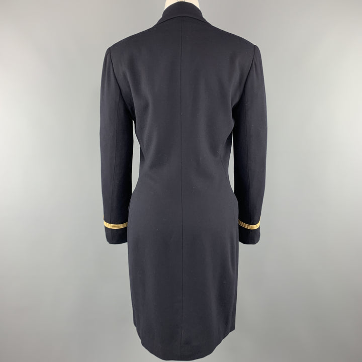 RALPH LAUREN Size 6 Navy Wool Double Breasted Gold Button Nautical Coat