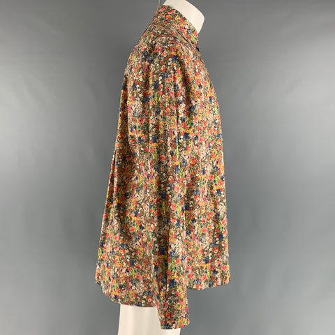 TRES BIEN Size S Multi-Color Floral Cotton Button Up Long Sleeve Shirt
