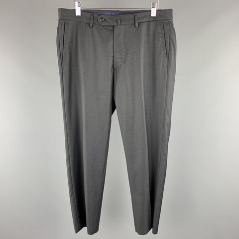 INCOTEX Taille 32 x 28 Pantalon habillé en laine unie grise à devant plat
