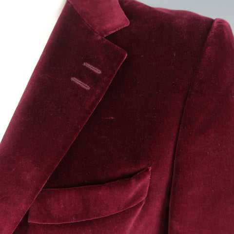 PAUL SMITH 40 Long Burgundy Velvet Notch Lapel Sport Coat Jacket