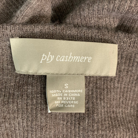 PLY CASHMERE Size S Brown Cashmere Ribbed Long Sleeve Pullover