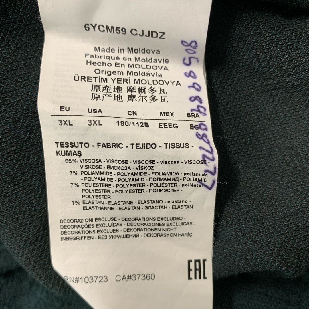 ARMANI COLLEZIONI Size 3XL Forest Green Textured Viscose Blend V-Neck Pullover