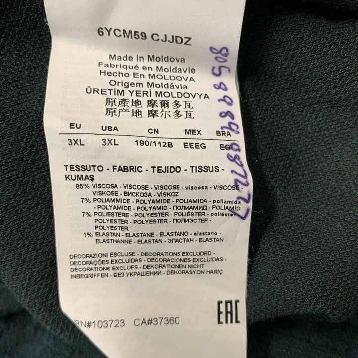 ARMANI COLLEZIONI Size 3XL Forest Green Textured Viscose Blend V-Neck Pullover