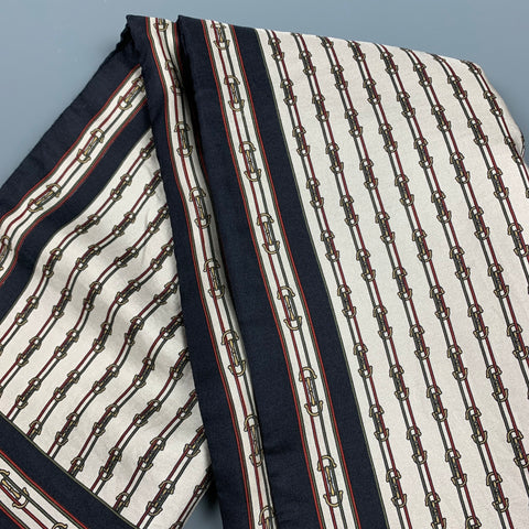 PIERRE BALMAIN Black & White Equestrian Silk / Wool Reversible Scarf