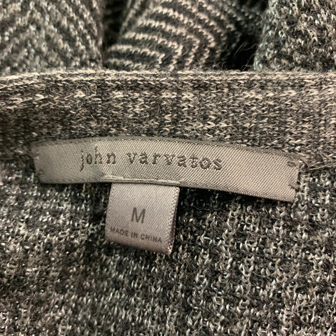 JOHN VARVATOS Size M Grey Mixed Patterns Alpaca Blend V-Neck Cardigan