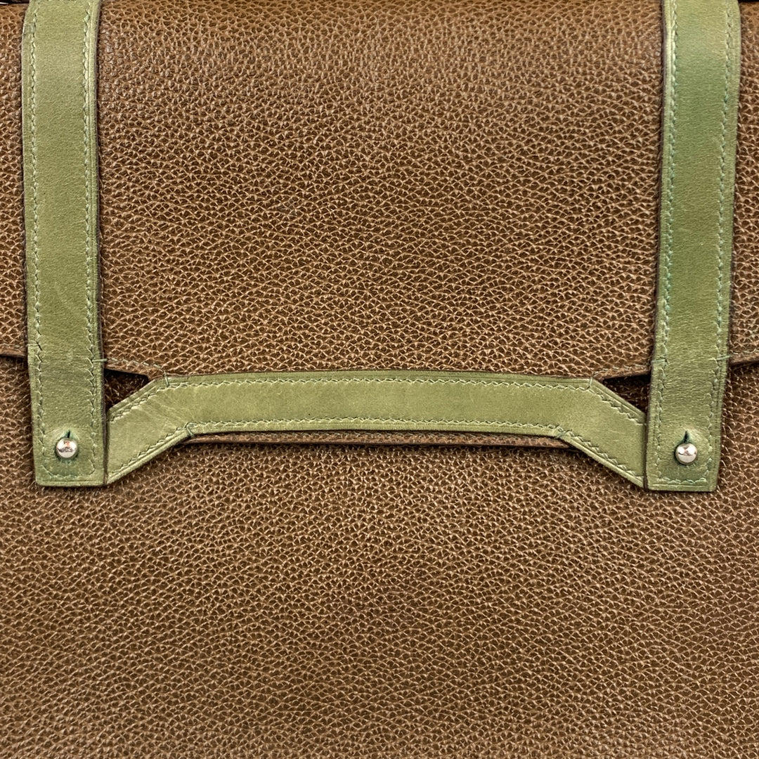 APRIL in PARIS Brown & Olive Textured Leather Bag