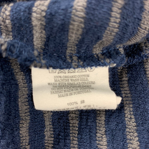 YMC Size M Navy & Grey Stripe Cotton Crew-Neck Pullover