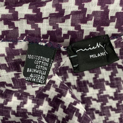 NOT LISTED Eggplant White Houndstooth Cotton Scarf