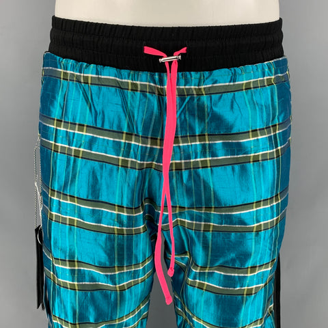 AMIRI Size S Blue Black Plaid Silk Raw edge Casual Pants