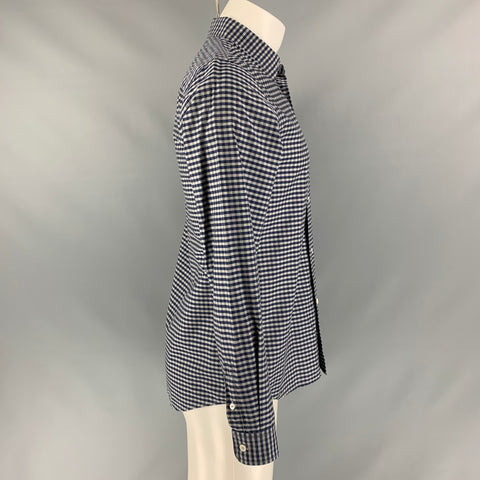 A.P.C. Size S Blue Checkered Cotton Button Down Long Sleeve Shirt