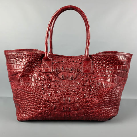 GENUINE CROCODILE SKIN Burgundy Crocodile Tote Handbag
