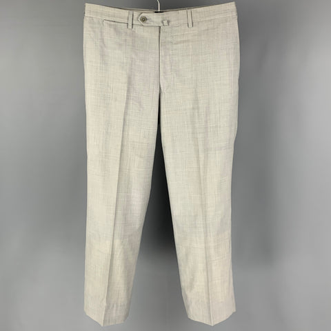 ERMENEGILDO ZEGNA Size 36 Light Grey Wool Flat Front Dress Pants