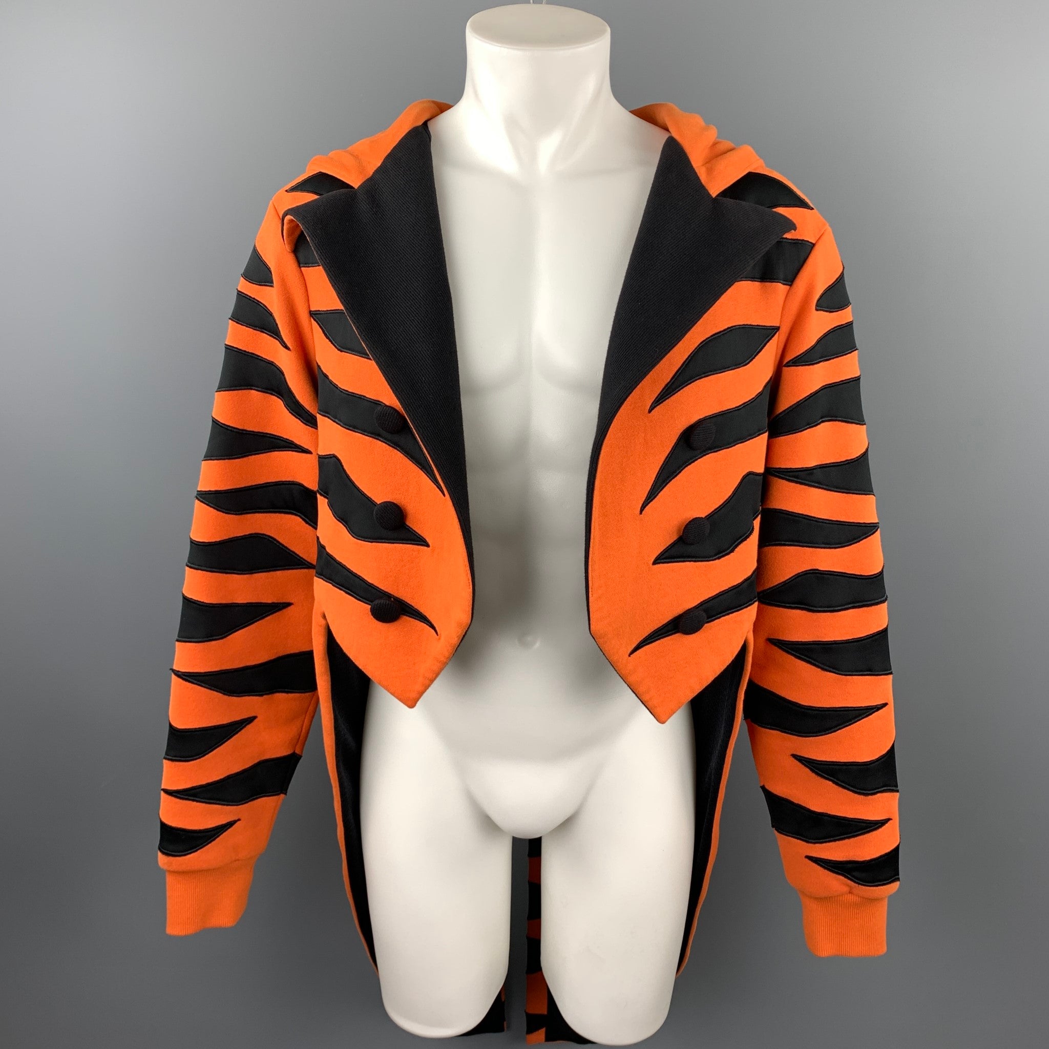 ADIDAS by JEREMY SCOTT Size L Orange & Black Tiger Cotton Hooded