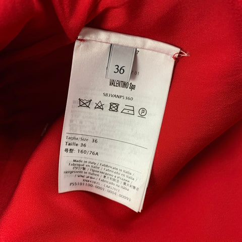 VALENTINO Pre-Fall 19 Size 0 Red Viscose Blend Lace Pleated Dress