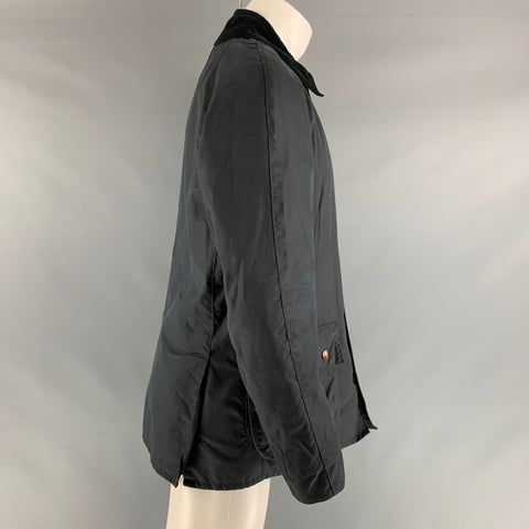 BARBOUR Size M Black Cotton Zip & Snaps Jacket