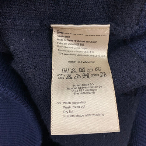 SCOTCH AND SODA Size M Navy Beige Wool Crew-Neck Sweater