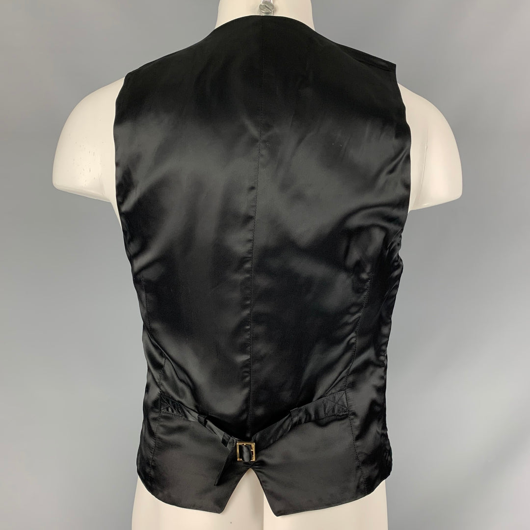 DOLCE & GABBANA Size 38 Black Velvet Rayon Buttoned Vest