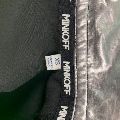 REBECCA MINKOFF Size XS Silver & Black Cotton Metallic Biker Vest