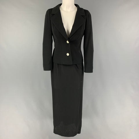 DOLCE & GABBANA Size 4 Black Acetate Blend Single Breasted Skirt Suit