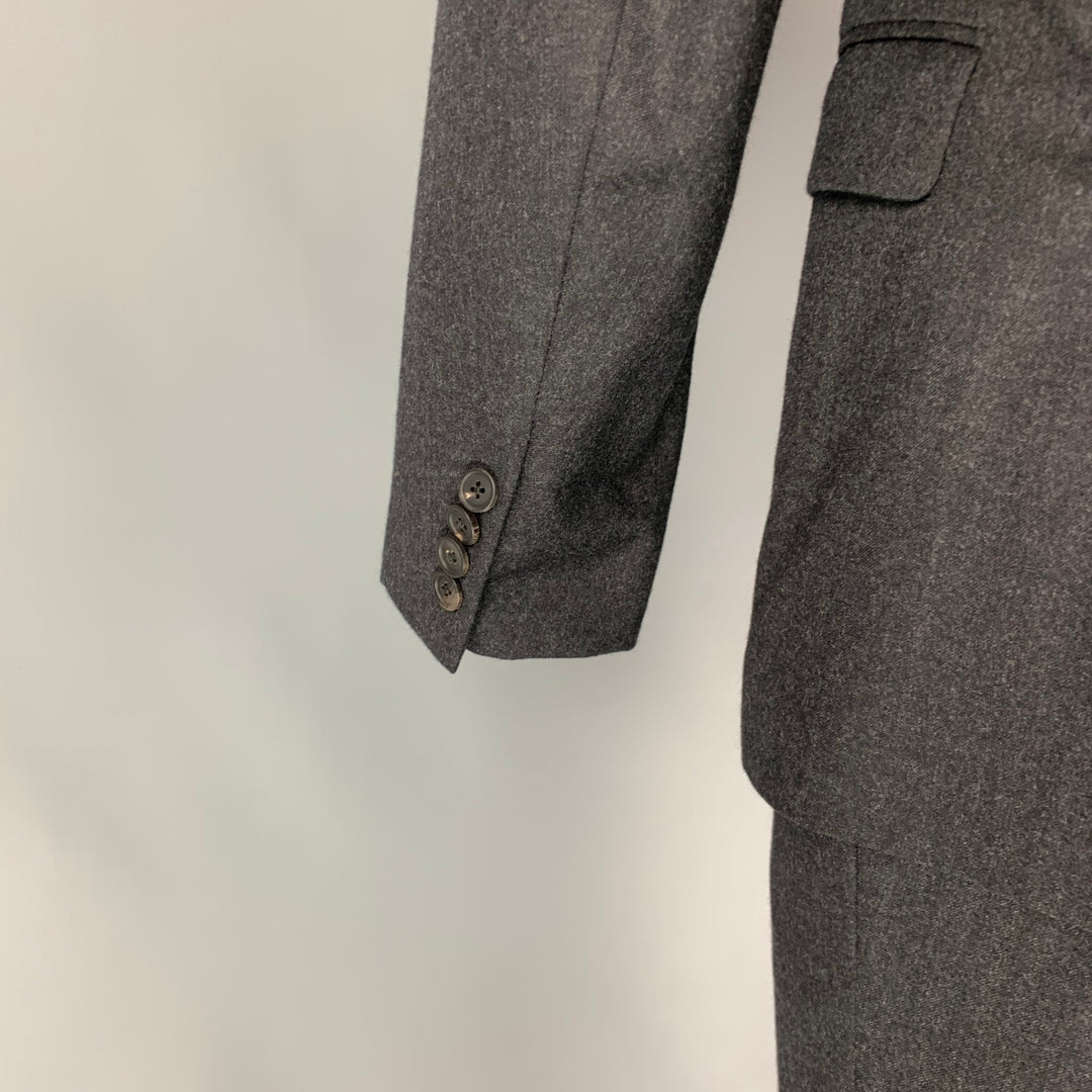 PRADA Size 38 Charcoal Wool Single Breasted Peak Lapel Suit