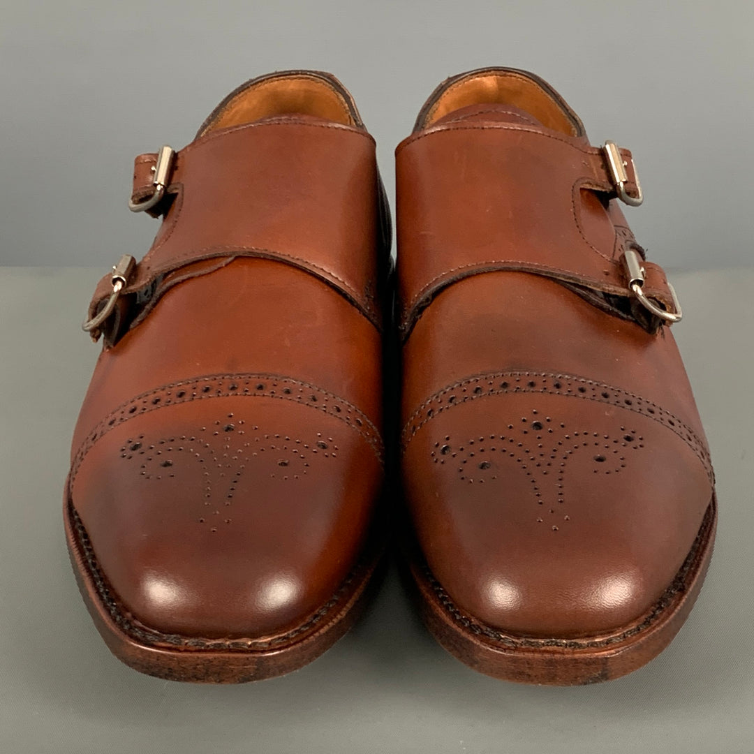 ALLEN EDMONDS Size 10 Brown Perforated Leather Double Monk Strap Lace Up Shoes