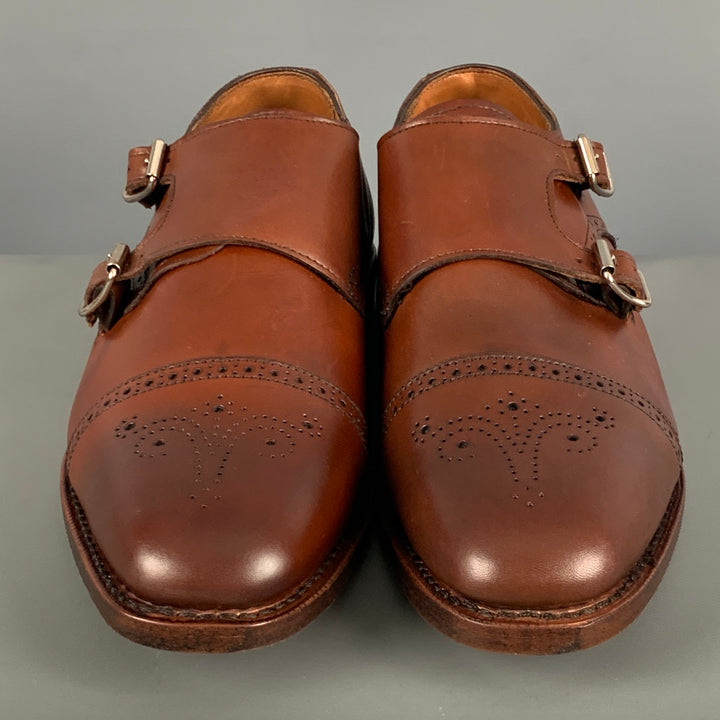 ALLEN EDMONDS Size 10 Brown Perforated Leather Double Monk Strap Lace Up Shoes