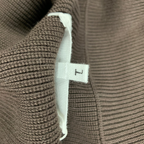 MAISON MARGIELA Size L Brown Ribbed Cotton Zip Up Cardigan