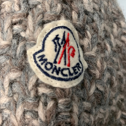 MONCLER Size S Grey Oatmeal Knitted Buttoned Jacket