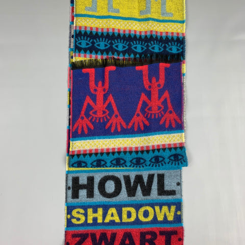 WALTER VAN BEIRENDONCK Multi-Color Print Wool Fringe Scarf