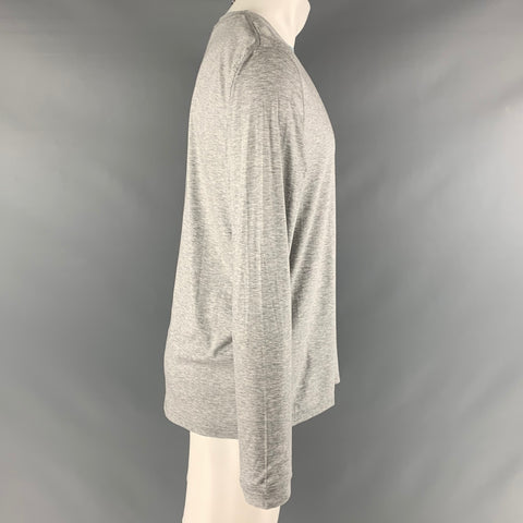SAKS FIFTH AVENUE Size M Grey Blue Heather Lyocell Cotton Long Sleeve T-shirt