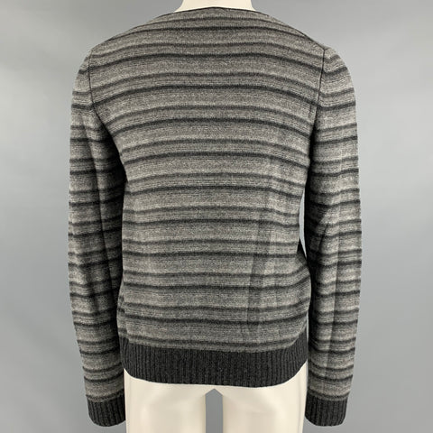 ERMENEGILDO ZEGNA Size M Grey Stripe Cotton Blend Pullover