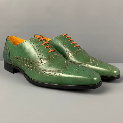 UNDANDY Chaussures à lacets en cuir perforé vert taille 10