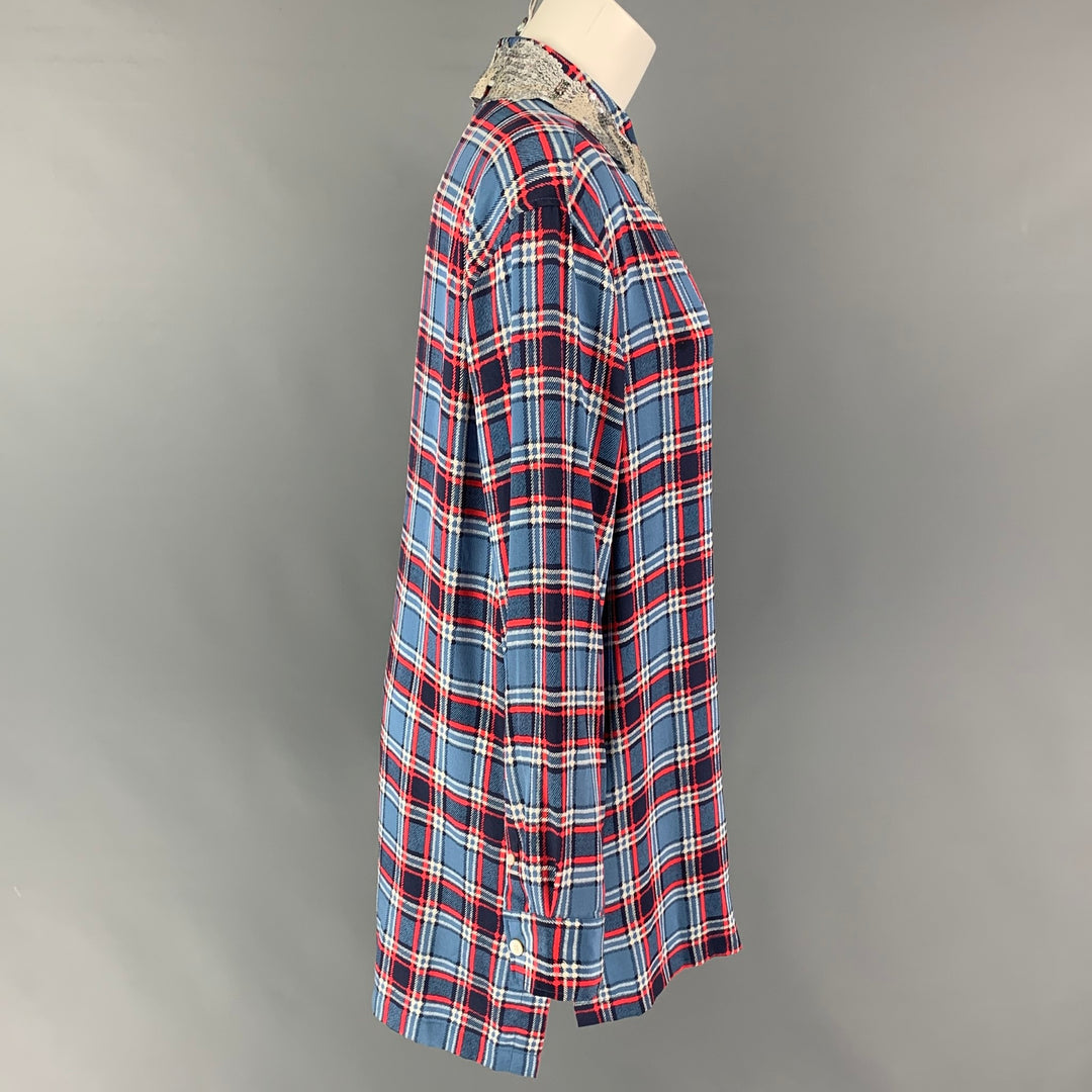 MARC JACOBS Size 4 Blue Red White Silk Plaid Button Up Shirt