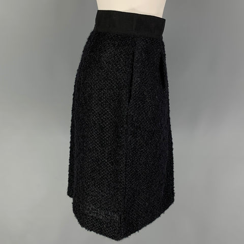 VALENTINO Size 8 Black Mohair Blend Pleated Skirt