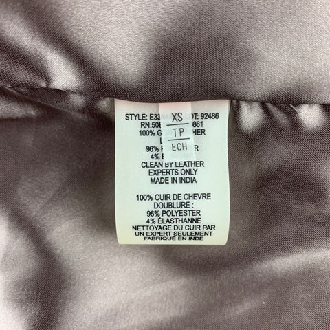 ELIE TAHARI Clairement Taille XS Veste Cuir Embossé Beige