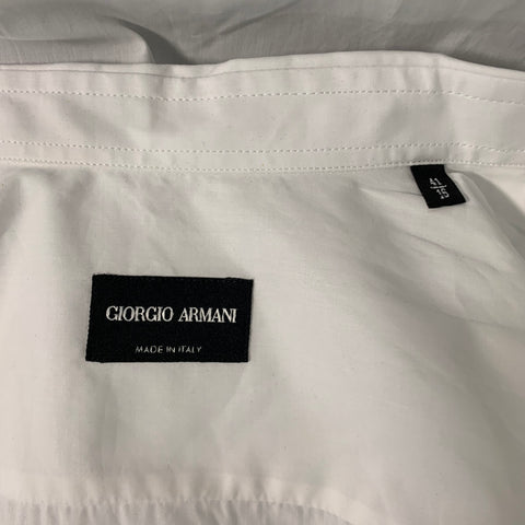 GIORGIO ARMANI Camisa de manga larga con broches de algodón liso blanco talla M