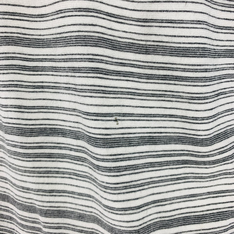 THEORY Size M White Grey Stripe Viscose Blend Short Sleeve Polo
