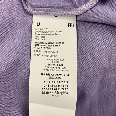 MAISON MARGIELA Size L Lavender Cotton Crew-Neck T-shirt