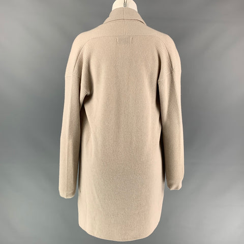 FALCONERI Size S Oatmeal Ribebd Cashmere Shawl Collar Cardigan