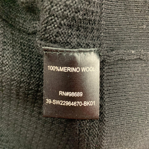 TODD SNYDER Size M Black Waffle Knit Merino Wool Crew-Neck Pullover