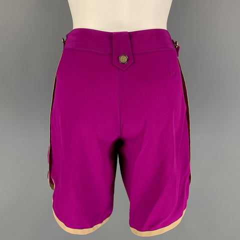 DOLCE & GABBANA Size 4 Purple Beige Silk Shorts